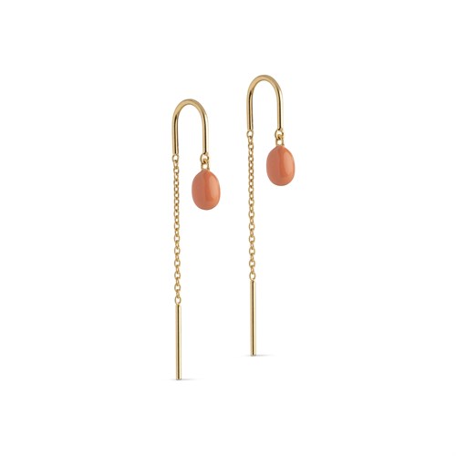Enamel Eleanor Ørehænger med Kæde, Coral